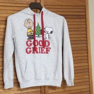 Peanuts Light Gray Hoodie with Red and Yellow Accents